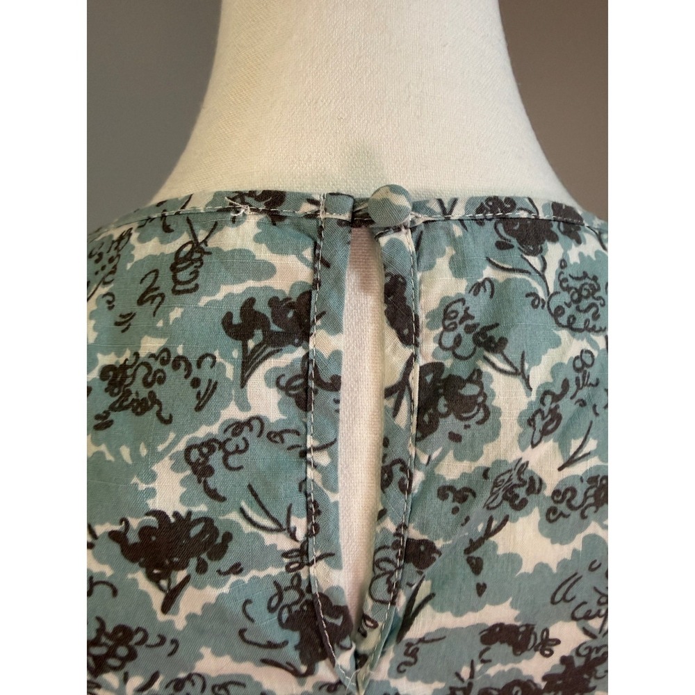 Boden Floral Blouse Women Size 6R Blue Short Sleeve Cotton Keyhole Top BA047‎ - Picture 8 of 8